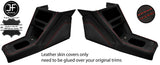 RED  STITCH 2X KNEE PAD & GEAR SURROUND LEATHER COVERS FOR FIAT X19 X1/9 73-89