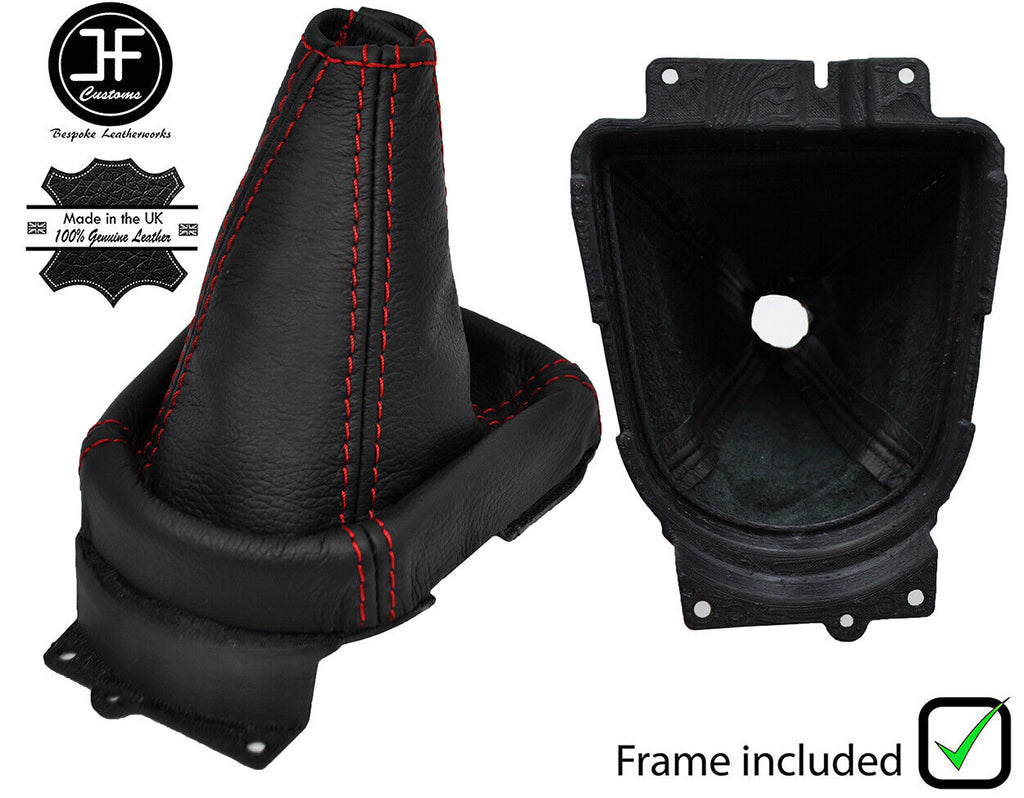 RED STITCH LEATHER GEAR GAITER+PLASTIC FRAME FOR MITSUBISHI OUTLANDER 06-13