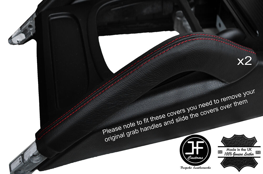 RED STITCH 2X CONSOLE GRAB HANDLE COVERS FITS PORSCHE CAYENNE 02-10 STYLE 2