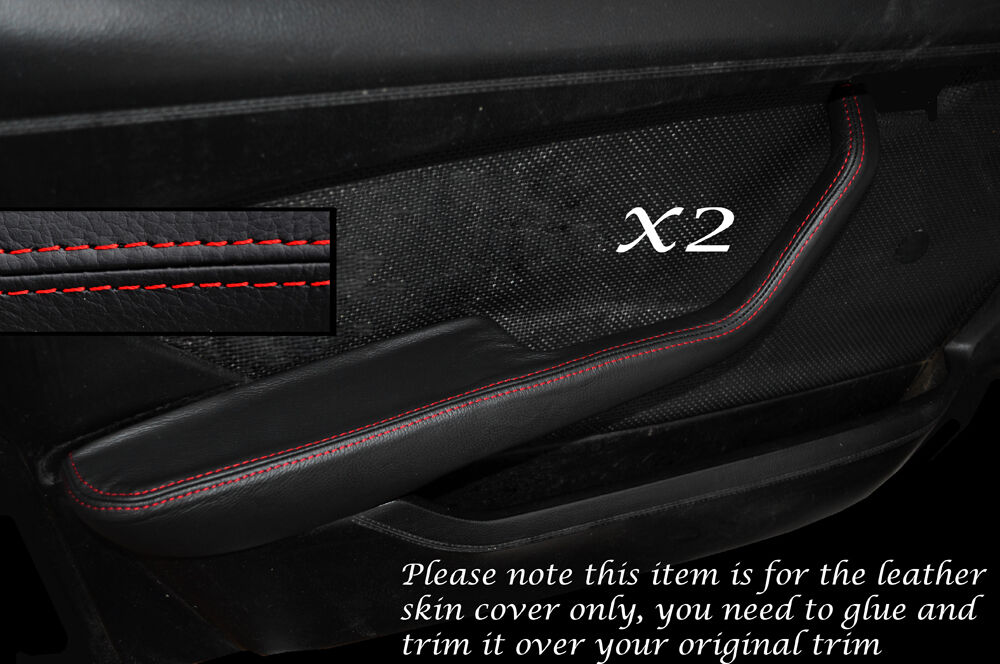 RED STITCH 2X FRONT DOOR HANDLE ARMREST SKIN COVERS FITS MERCEDES W116 72-80