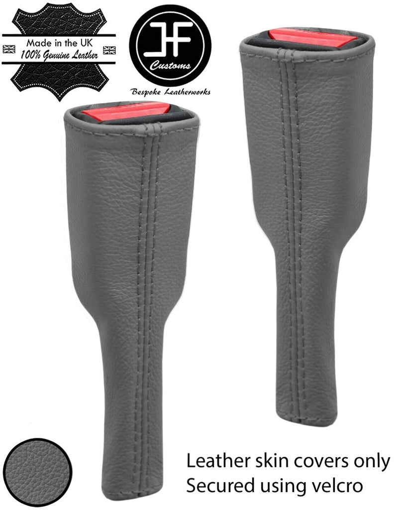 GRAY LEATHER 2X SEAT BELT STALK TALL COVERS FITS PORSCHE BOXSTER 987 05-12