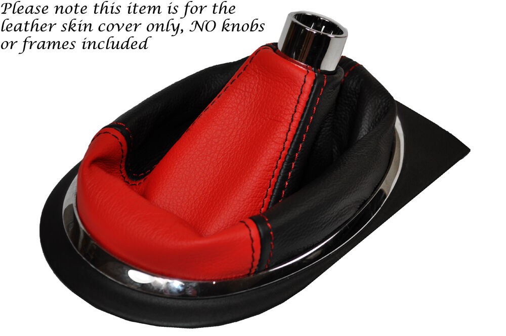 BLACK RED LEATHER GEAR GAITER FITS HONDA CIVIC SALOON COUPE IMA 01-05 CUSTOM NEW