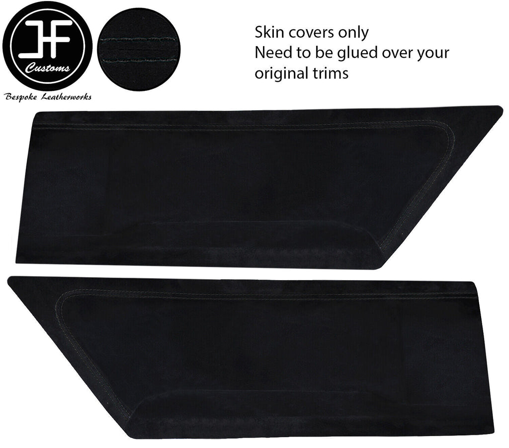 BLACK STITCH 2X REAR DOOR CARD SUEDE COVERS FOR BMW 3 SERIES E36 COUPE 91-98