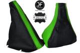 BLACK & GREEN LEATHER GEAR & HANDBRAKE GAITERS FITS OPEL VAUXHALL CORSA C COMBO
