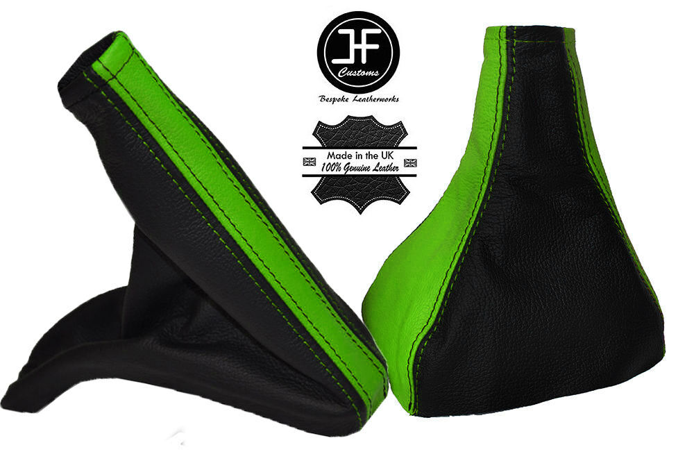GREEN & BLACK LEATHER GEAR & HANDBRAKE GAITER FITS VAUXHALL ASTRA G IV COUPE
