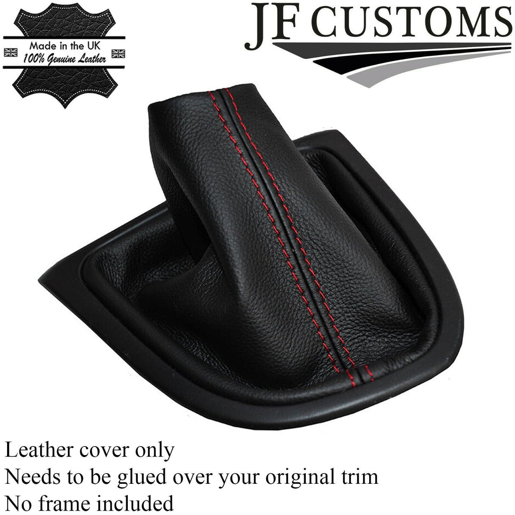 RED STITCHING MANUAL LEATHER SKIN GEAR GAITER FITS RENAULT CLIO 2013-2016