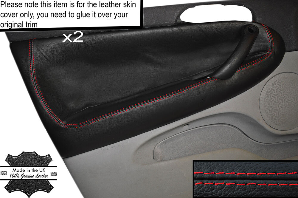 RED STITCH 2X FRONT DOOR CARD TRIM SKIN COVER FITS ALFA ROMEO 147 5 DOOR