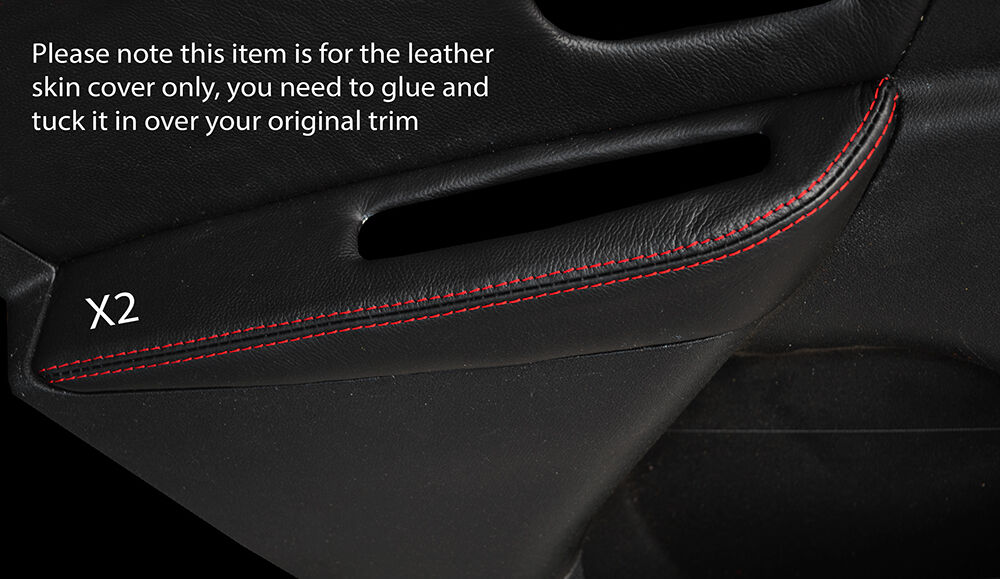RED STITCH 2X REAR DOOR ARMREST SKIN COVER FITS RENAULT MEGANE MK3 08-13
