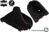 RED STITCH SUEDE MANUAL GEAR GAITER PLASTIC FRAME FOR FORD MUSTANG 15-19 TRI