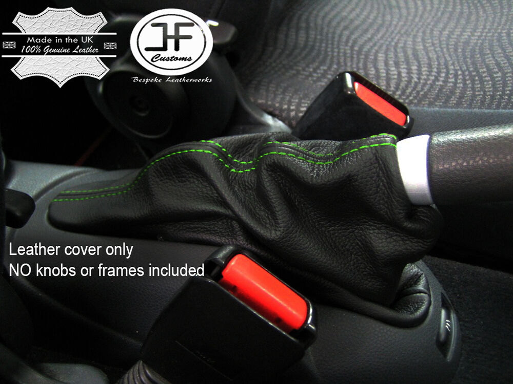 GREEN STITCHING FITS BMW MINI R50 R53 2001-2006 HANDBRAKE SLEEVECOVER LEATHER