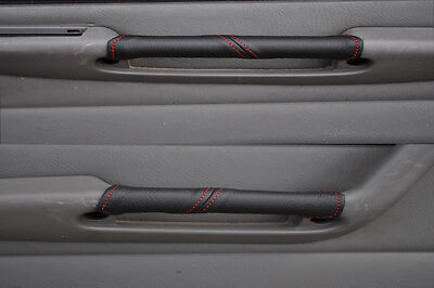 FITS FIAT PUNTO MK1 red stitch 2X LEATHER DOOR HANDLE COVERS CUSTOM NEW