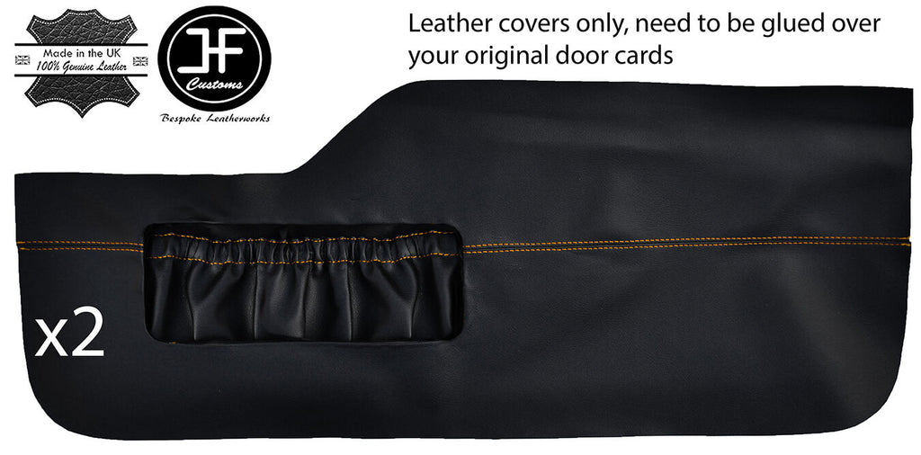YELLOW STITCH 2X FRONT LOWER DOOR CARD TRIM LEATHER COVERS FITS VW TYPE 3 T3