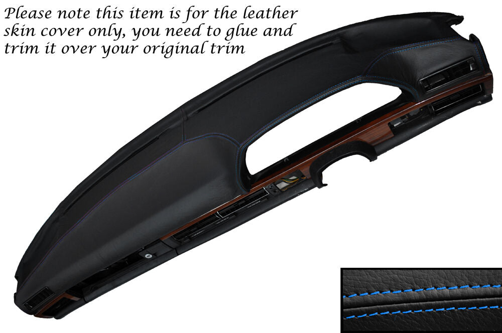 BLUE STITCH DASH DASHBOARD LEATHER COVER FITS MERCEDES S CLASS SE W126 79-91