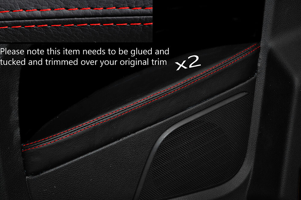 RED STITCH 2X REAR DOOR ARMREST SKIN COVER FITS VW POLO MK8 09-14 3 DOOR