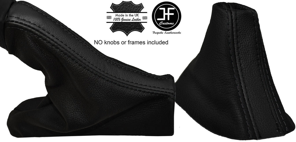 BLACK & BLACK LEATHER AUTOMATIC GEAR & HANDBRAKE GAITER FITS FORD MUSTANG 15-17