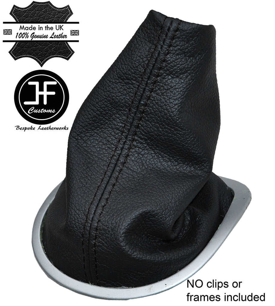 BLACK STITCHING MANUAL LEATHER GEAR GAITER FITS RENAULT CLIO 2006-2011