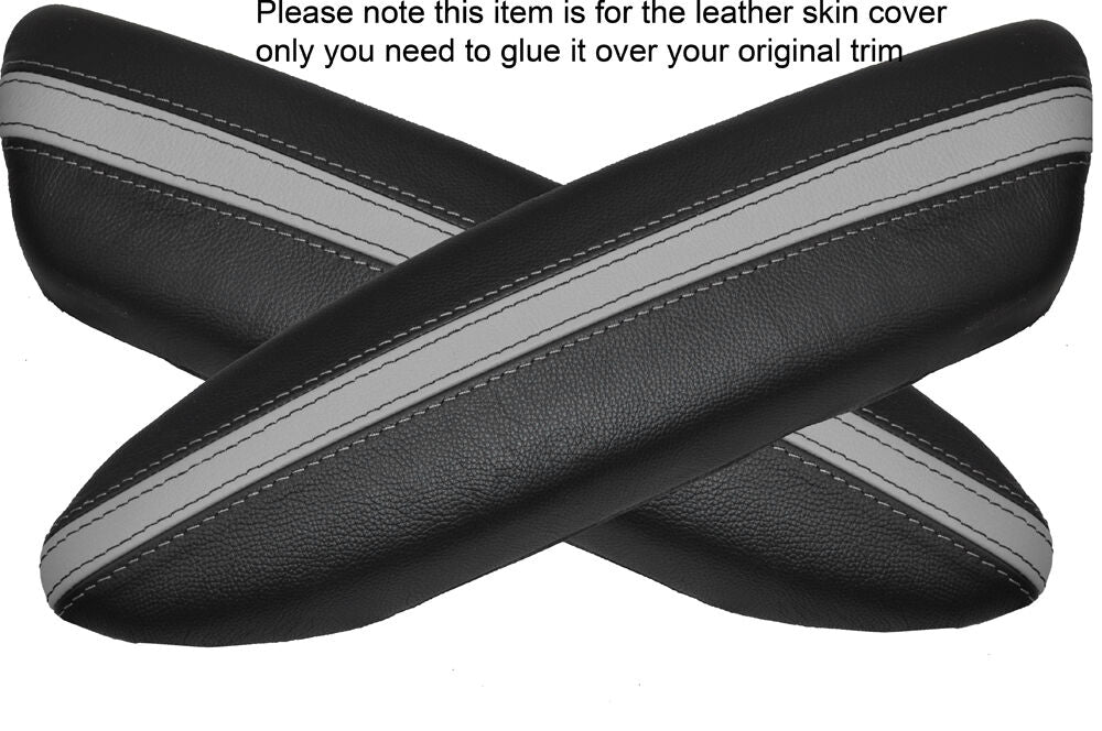 BLACK & GREY 2X PANTHERS DOOR ARMREST LEATHER COVER FITS BMW MINI COOPER 04-06