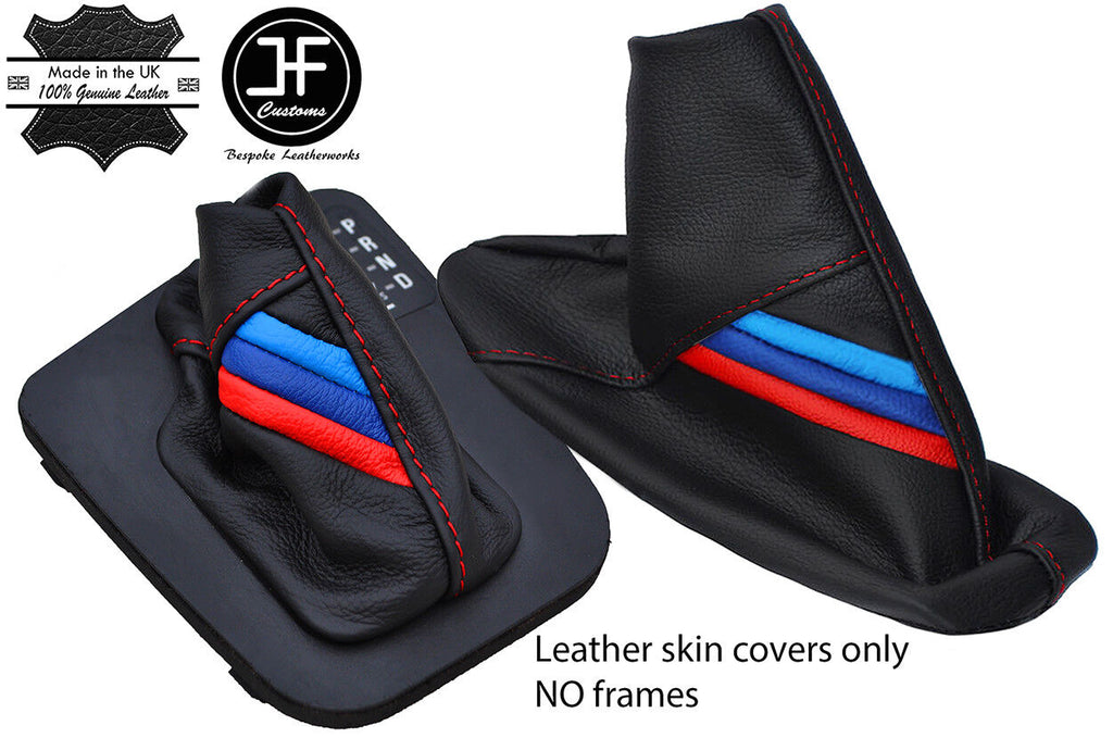 RED STITCH TRI STRIPES TOP GRAIN LEATHER AUTOMATIC GAITER SET FOR BMW E46 99-05