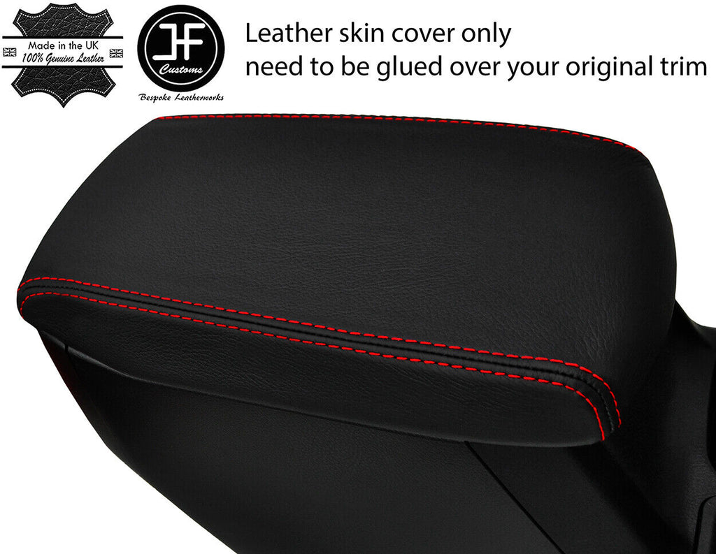 RED STITCH TOP GRAIN LEATHER ARMREST COVER FITS TOYOTA RAV 4 2013-2018