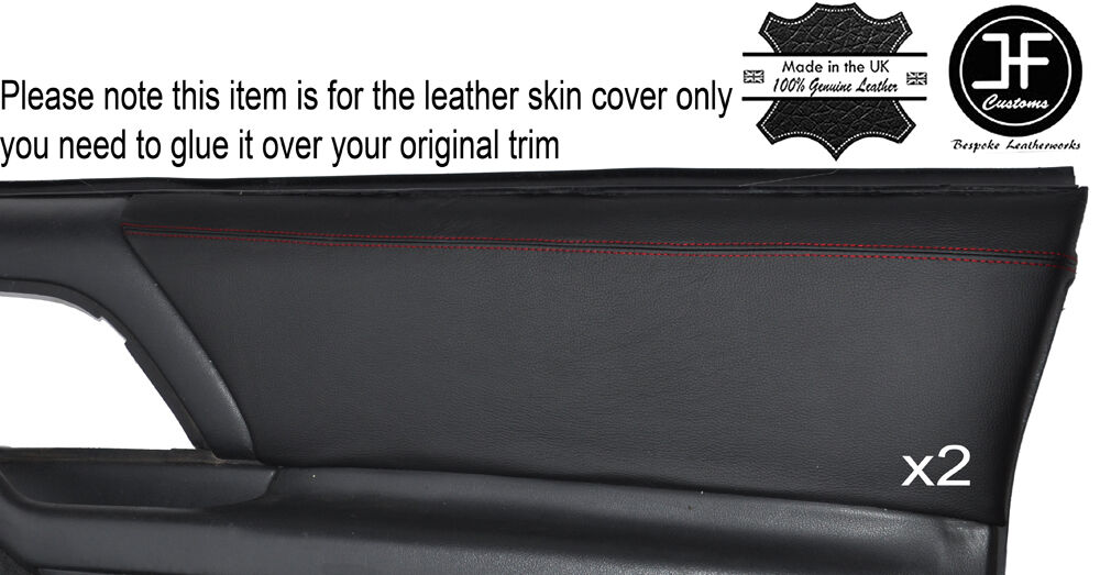 RED STITCH 2X FRONT DOOR CARD TRIM LEATHER COVERS FITS CHEVROLET CAMARO 93-02