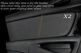 YELLOW STITCHING 2X FRONT DOOR CARD LEATHER SKIN COVERS FITS MAZDA RX8 2003-2012