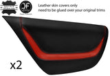 BLACK&RED 2X REAR DOOR CARD TRIM LEATHER COVERS FITS SEAT AROSA 97-04 STYLE 2
