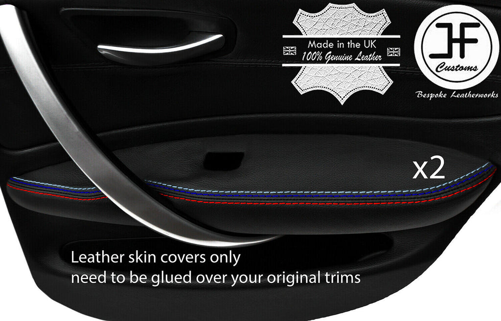 TRI STITCH 2X REAR DOOR ARMREST TRIM LEATHER COVER FOR BMW 1 SERIES E87 04-12
