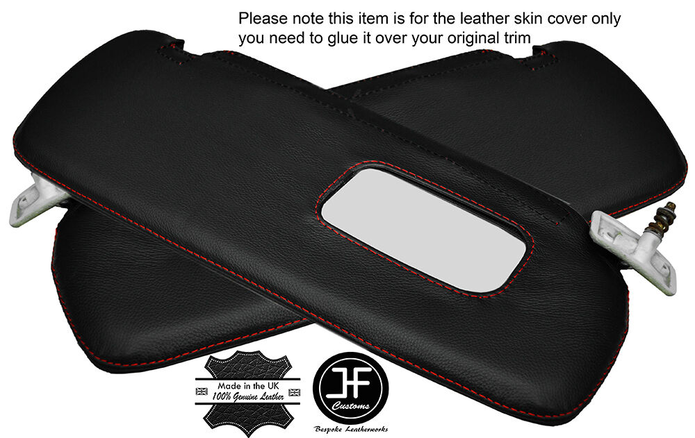 RED STITCHING 2X SUN VISORS LEATHER COVERS FITS SAAB CLASSIC 900 CUSTOM NEW