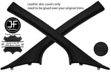 BLACK STITCHING 2X A PILLAR REAL LEATHER COVERS FITS NISSAN NV300 NV 300 15-19