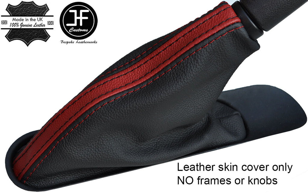 BLACK DARK RED STRIPE TOP GRAIN LTHR  HANDBRAKE GAITER FOR BMW MINI R55 R56 R57