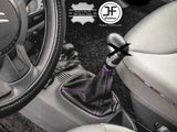 PURPLE 4 STITCHING FITS TOYOTA AYGO CITROEN C1 PEUGEOT 107 GEAR GAITER LEATHER