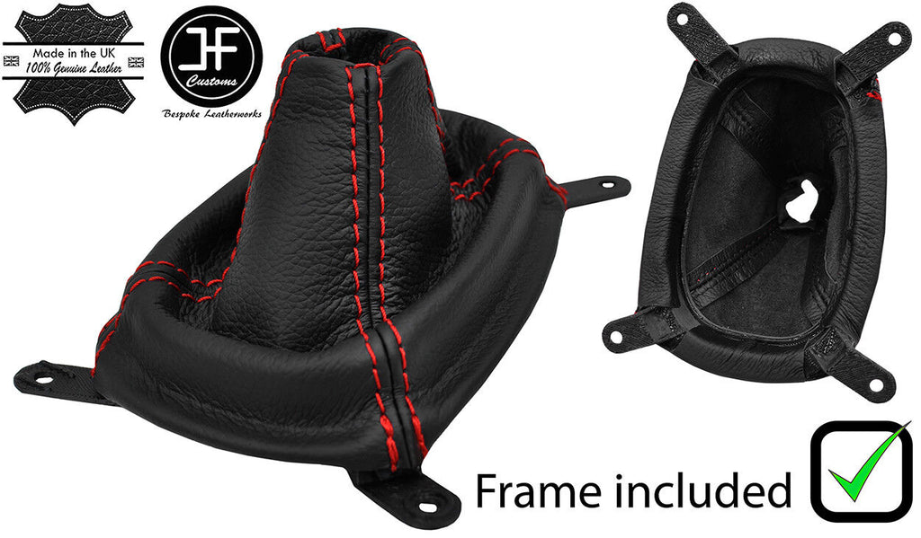 RED STITCH LEATHER GEAR GAITER+PLASTIC FRAME FITS MITSUBISHI ECLIPSE 00-05