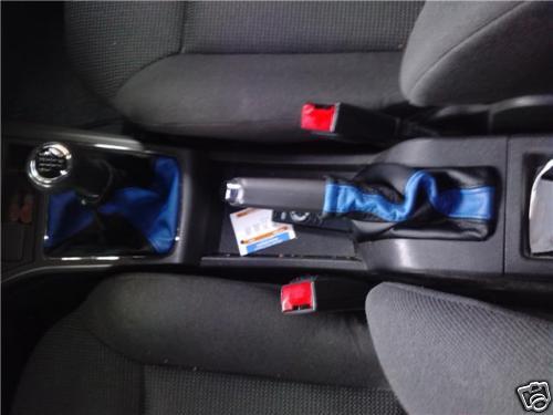 FITS ASTRA H MK5 GEAR+HANDBRAKE GAITERS LEATHER BLACK&BLUE CUSTOM NEW MADE IN UK