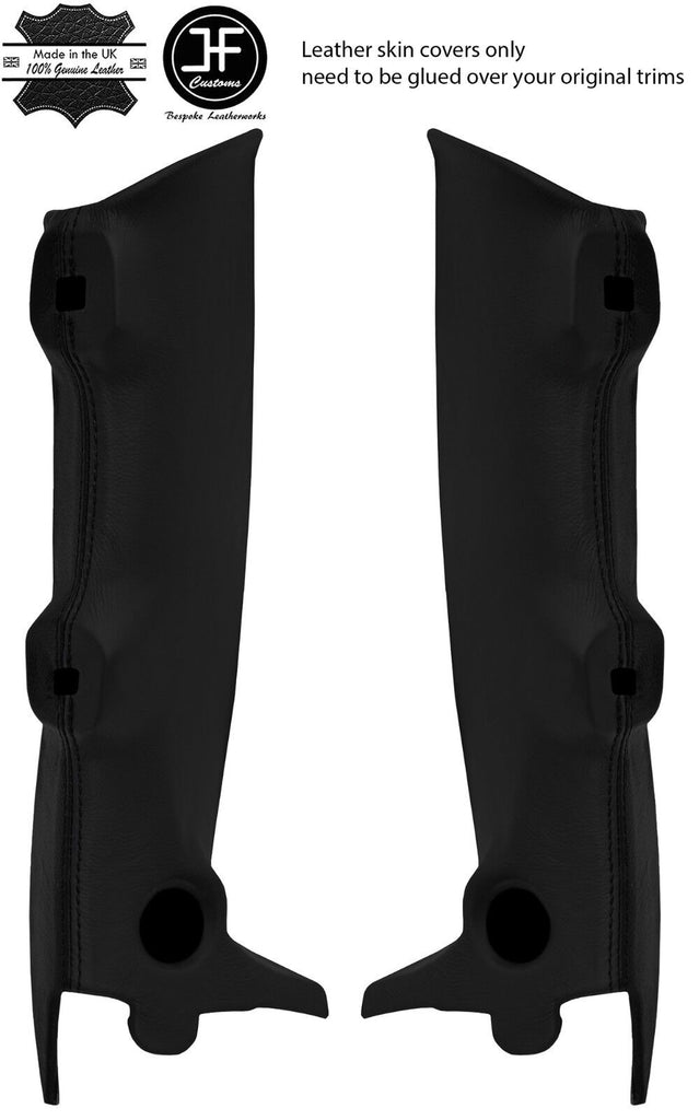 BLACK & BLACK 2 TONE REAL LEATHER 2X A PILLAR COVERS FITS HUMMER H2 2003-2007