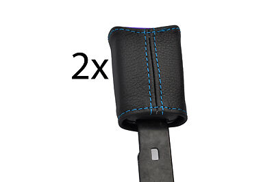 blue stitch FITS VOLKSWAGEN POLO MK5 00-01 2X FRONT SEAT BELT STALK COVERS