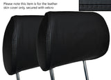 BLACK STITCH 2X FRONT HEADREST SKIN COVERS FITS VW T5 TRANSPORTER CARAVELLE