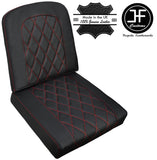 RED DIAMOND STITCH 2X REAR SEAT LEATHER COVERS FITS DEFENDER 90 110 1983-2006