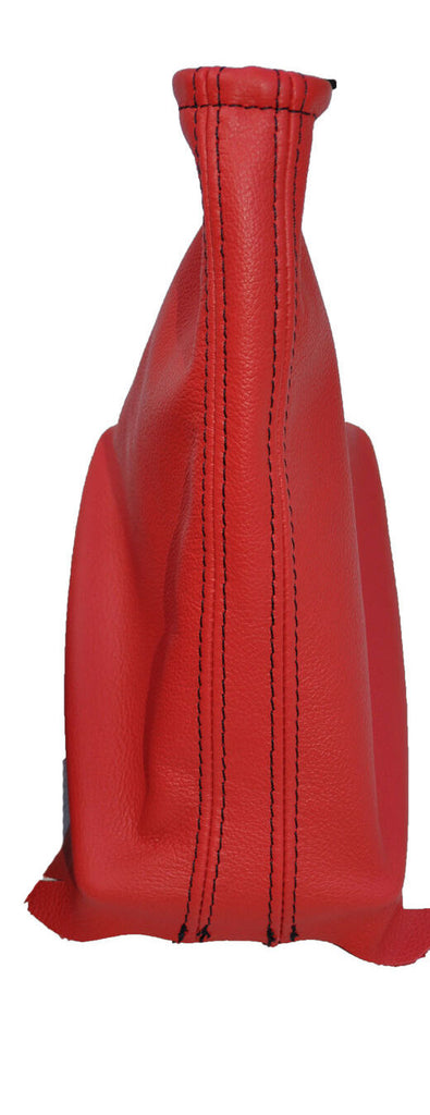 RED LEATHER FITS VAUXHALL CORSA C COMBO BARINA XC HANDBRAKE GAITER BLACK STITCH