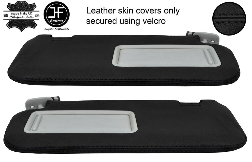 BLACK STITCH 2X SUN VISORS REAL LEATHER COVERS FITS MAZDA 3 2009-2013 CUSTOM NEW