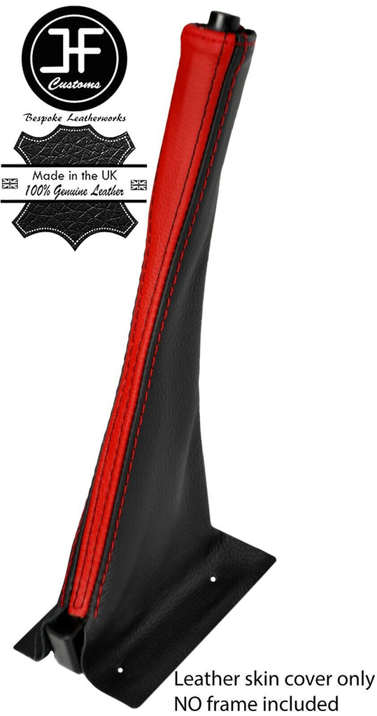 BLACK & RED STRIPE HANDBRAKE GAITER LEATHER COVER FITS FIAT SEICENTO 98-04