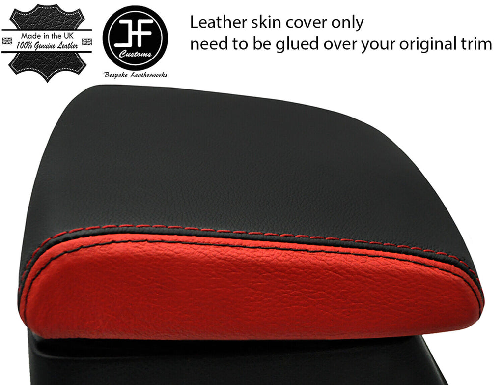 BLACK RED  2 TONE ARMREST LID REAL LEATHER COVER FOR SUZUKI GRAND VITARA 06-15