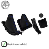 BLUE STITCH CARBON VINYL MANUAL GAITER SET + FRAME FOR FORD FOCUS FL 2008-2011