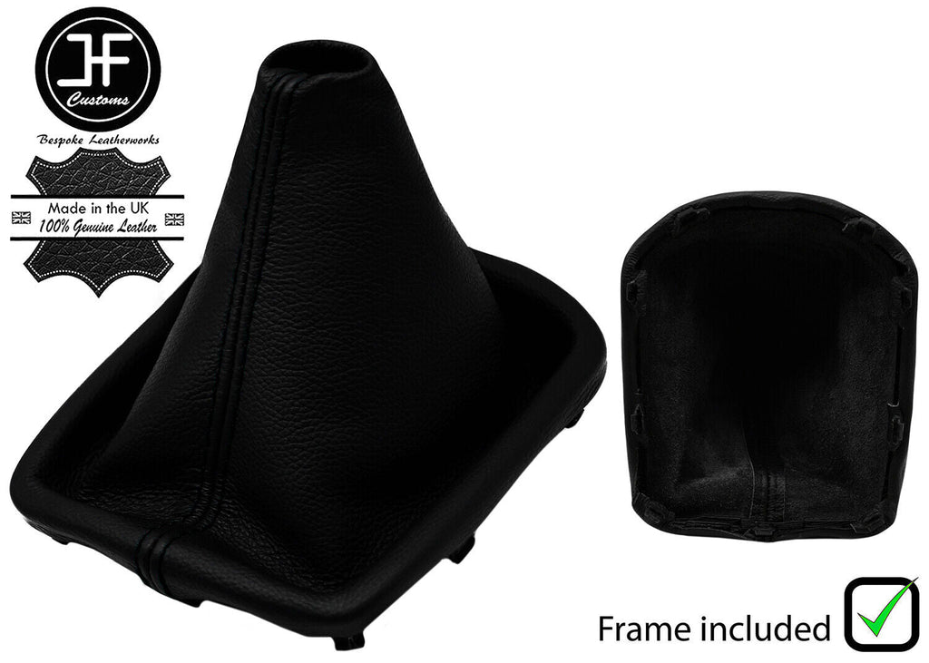 BLACK STITCH LEATHER GEAR GAITER+PLASTIC FRAME FITS RENAULT MEGANE MK4 16-20