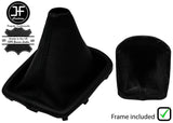 BLACK STITCH LEATHER GEAR GAITER+PLASTIC FRAME FITS RENAULT MEGANE MK4 16-20