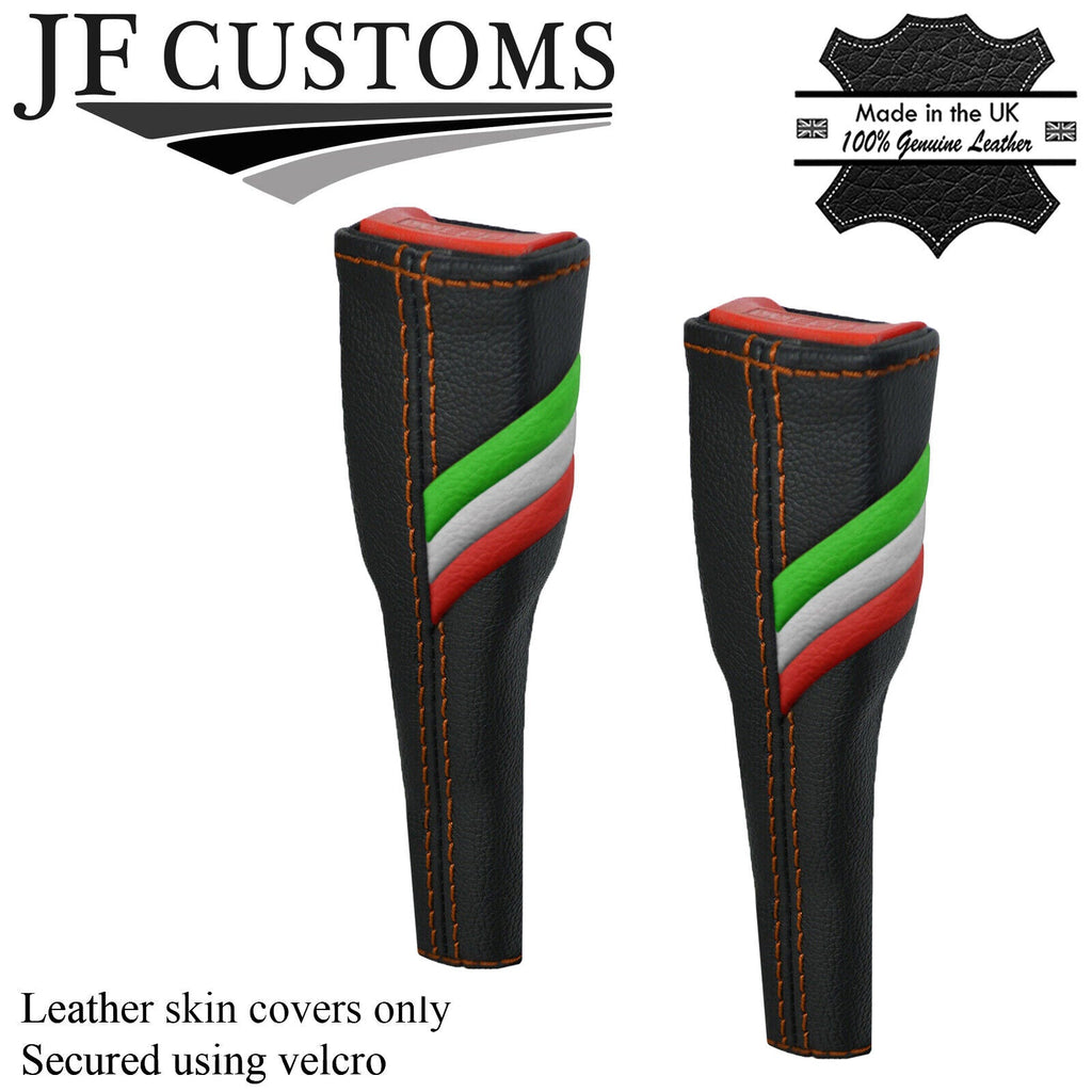 TAN STITCH ITALIAN STRIPE 2X SEAT BELT LONG COVER FITS ALFA ROMEO GIULIA 15-20