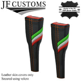 TAN STITCH ITALIAN STRIPE 2X SEAT BELT LONG COVER FITS ALFA ROMEO GIULIA 15-20