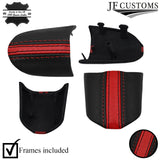 D RED STRIPE LEATHER 3-SPOKE STEERING TRIM COVERS+FRAMES FOR MINI R50 R52 R53