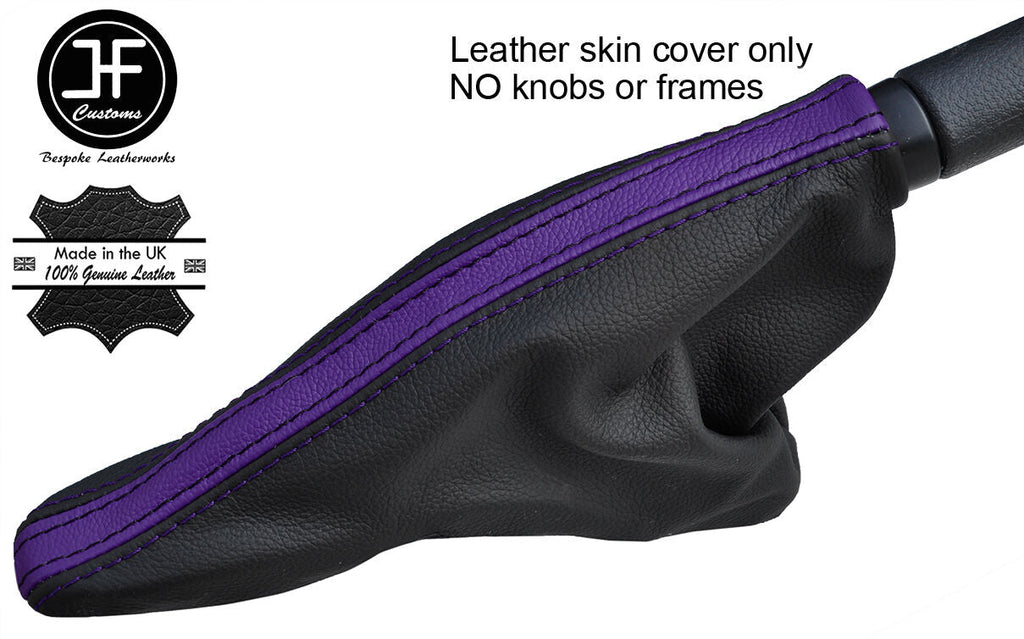 BLACK & PURPLE TOP GRAIN LEATHER HANDBRAKE GAITER FOR BMW MINI R50 R52 R53 01-06