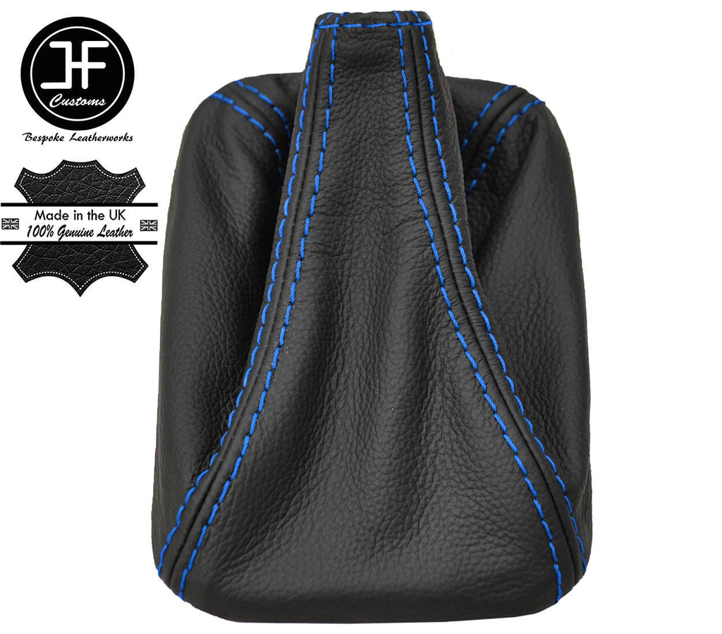 BLUE  STITCH TOP GRAIN REAL LEATHER GEAR GAITER FOR VW T4 TRANSPORTER CARAVELLE