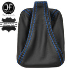 BLUE  STITCH TOP GRAIN REAL LEATHER GEAR GAITER FOR VW T4 TRANSPORTER CARAVELLE